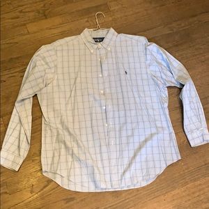 Ralph Lauren Mens Dress Shirt 16.5/L Blue and grn